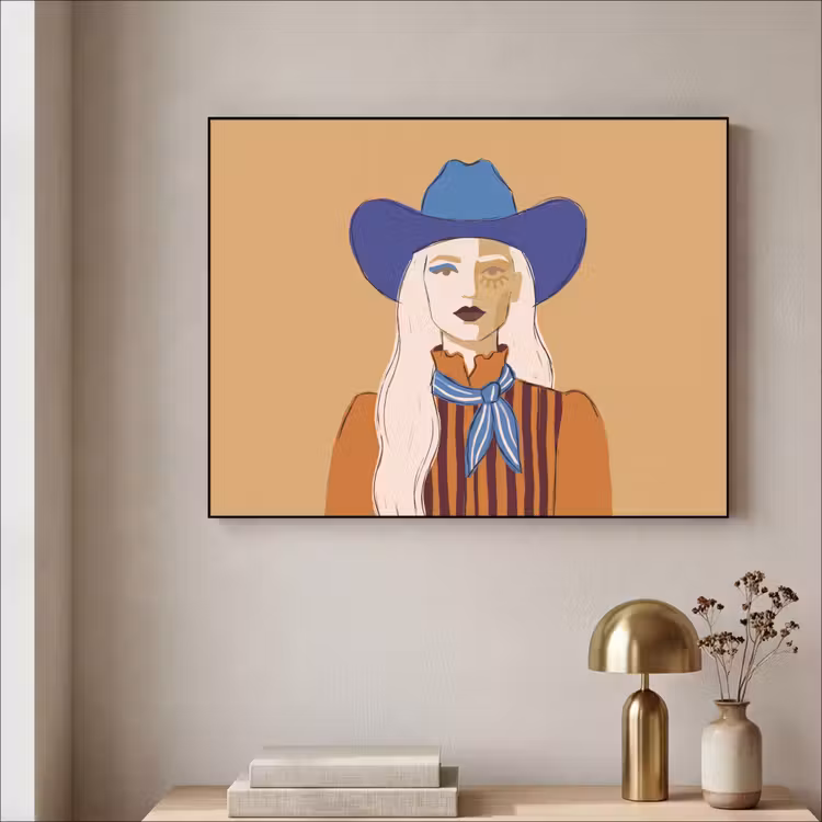 Vrouw - Portret - Abstract - Kleurrijk - Modern Textielframe zwart klein -sfeer2