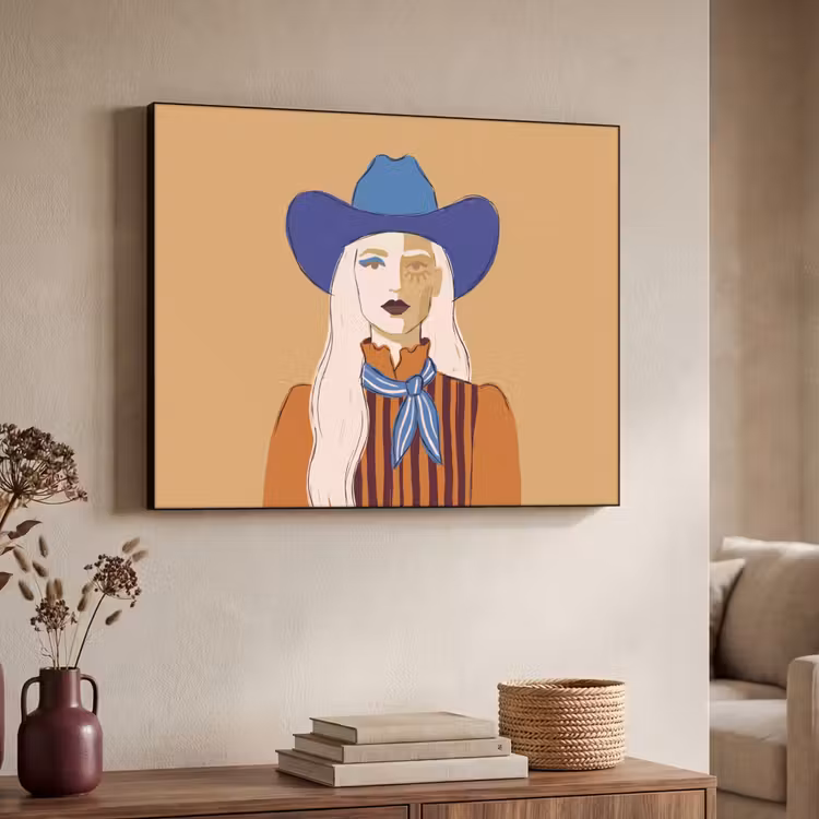 Vrouw - Portret - Abstract - Kleurrijk - Modern Textielframe zwart klein -sfeer3
