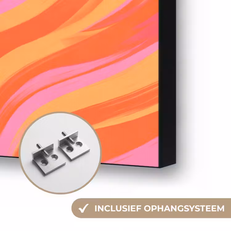 Vrouw - Portret - Kunst - Abstract - Roze Textielframe zwart klein -USP_ophangsysteemNL