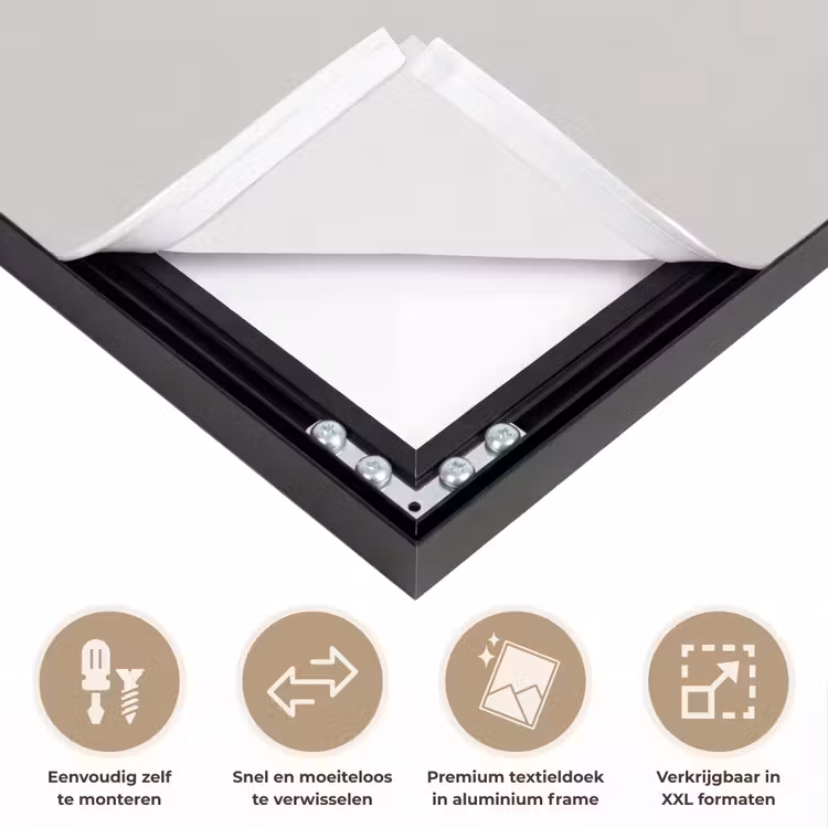 Vrouw - Profiel - Hoed - Zwart - Wit - Minimalistisch Textielframe zwart klein -USP_closeupNL