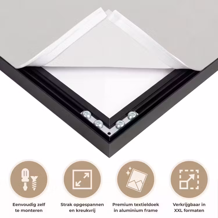 Vrouw - Profiel - Hoed - Zwart - Wit - Minimalistisch Textielframe zwart klein -USP_feed_closeupNL