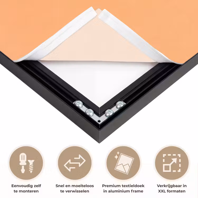Vrouw - Profiel - Mensen - Modern - Oranje Textielframe zwart klein -USP_closeupNL