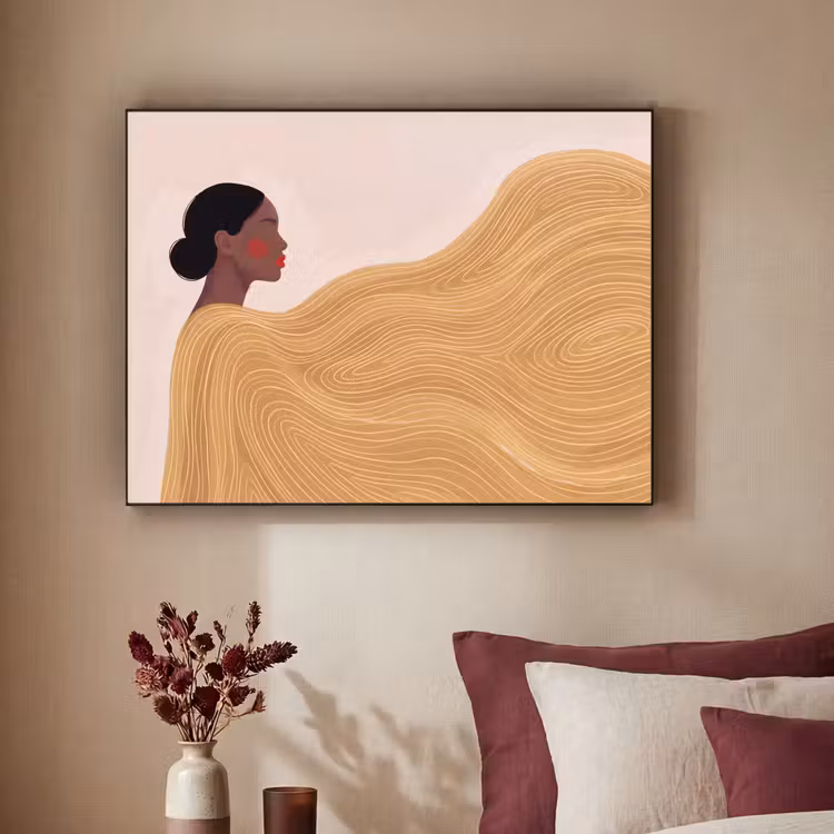 Vrouw - Profiel - Modern - Abstract - Kunst Textielframe zwart klein -sfeer1