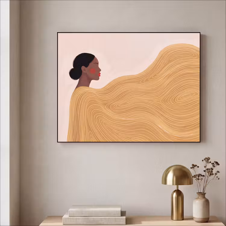 Vrouw - Profiel - Modern - Abstract - Kunst Textielframe zwart klein -sfeer2