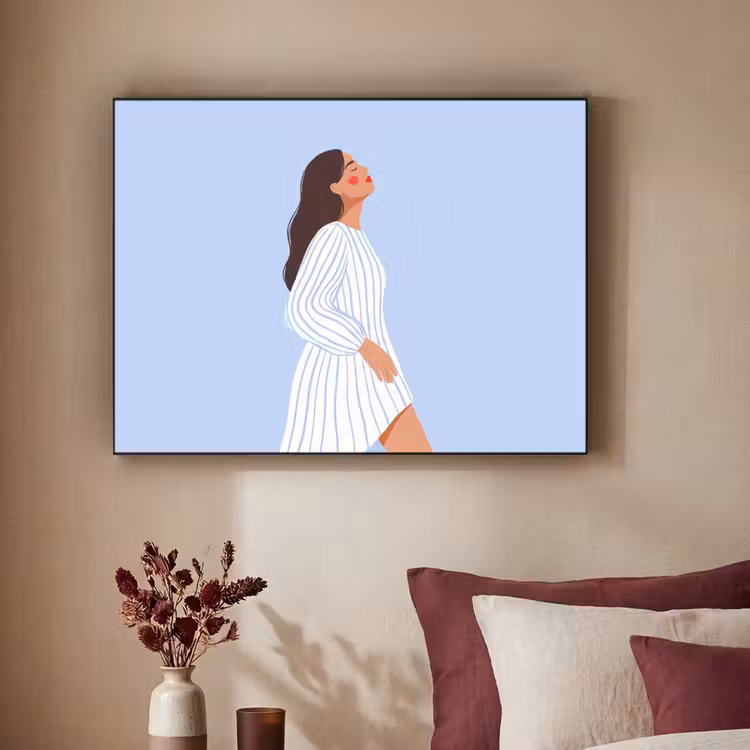 Vrouw - Profiel - Rust - Modern - Illustratie Textielframe zwart klein -sfeer1