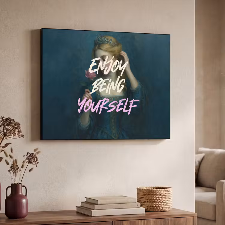 Vrouw - Roos - Quote Textielframe - compleet frame klein -sfeer3