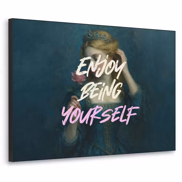 Vrouw - Roos - Quote Textielframe zwart klein -3d