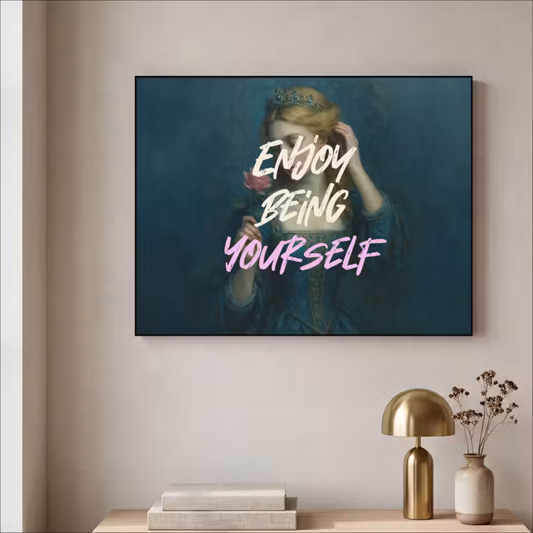 Vrouw - Roos - Quote Textielframe - compleet frame klein -sfeer2