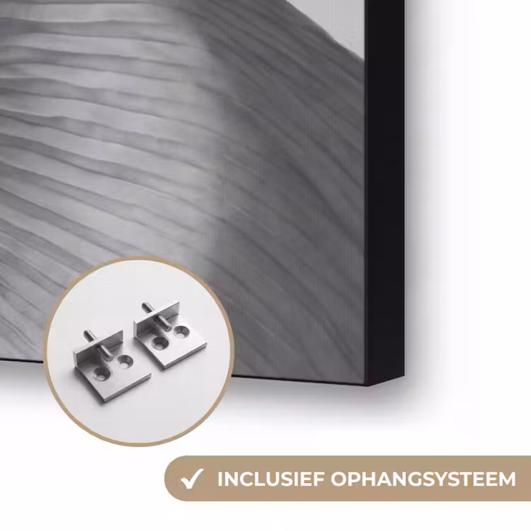 Vrouw - Rug - Textuur - Zwart - Wit - Elegant Textielframe zwart klein -USP_ophangsysteemNL