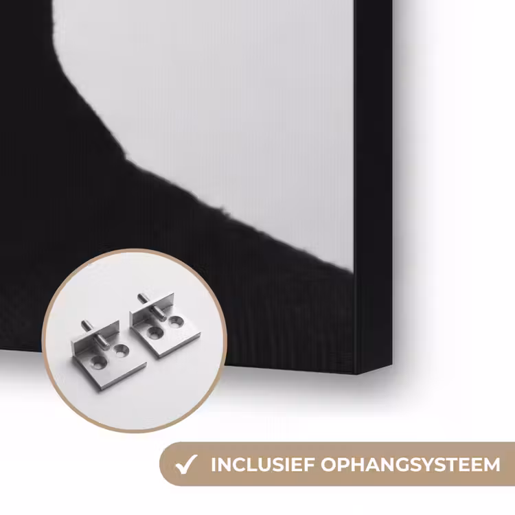 Vrouw - Schaduw - Zwart - Wit - Mysterieus Textielframe zwart klein -USP_ophangsysteemNL