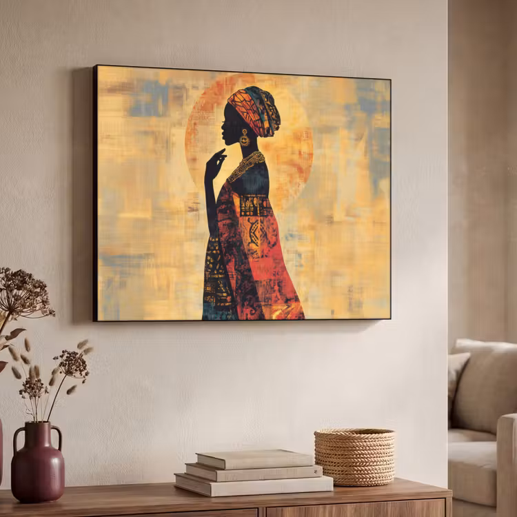 Vrouw - Silhouet - Patronen - Sierlijk Textielframe zwart klein -sfeer3