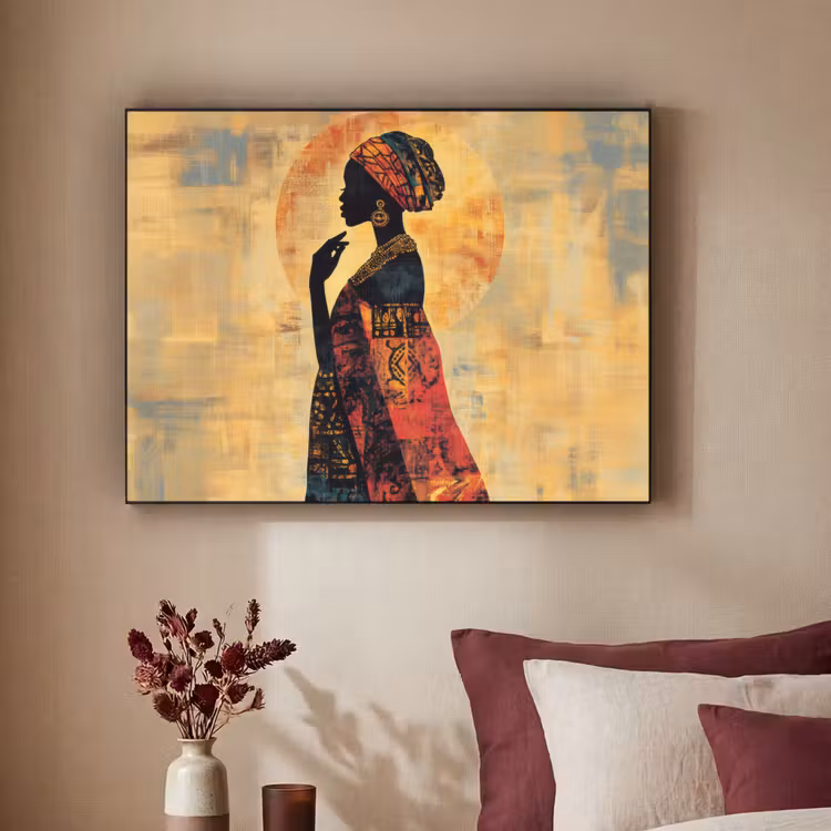 Vrouw - Silhouet - Patronen - Sierlijk Textielframe zwart klein -sfeer1