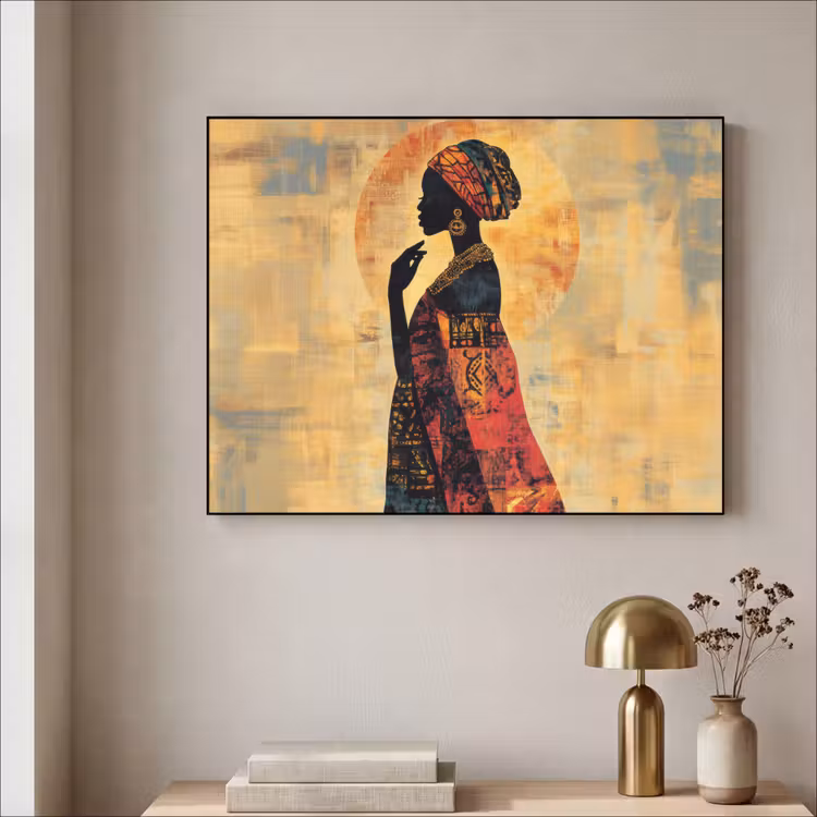 Vrouw - Silhouet - Patronen - Sierlijk Textielframe zwart klein -sfeer2