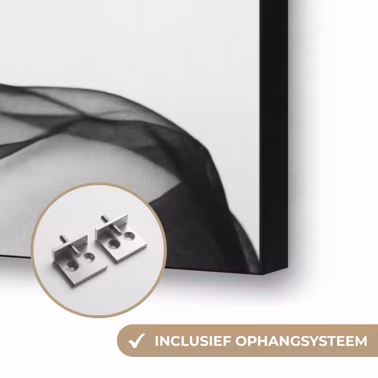 Vrouw - Sluier - Portret - Zwart - Wit - Elegant Textielframe zwart klein -USP_ophangsysteemNL
