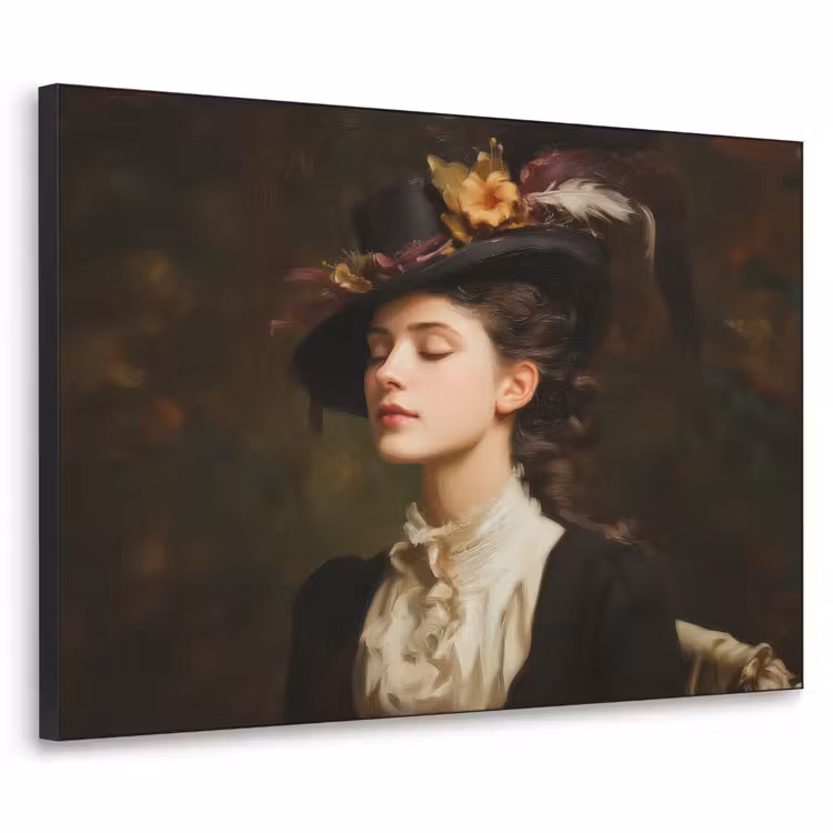 Vrouw - Victoriaans - Portret Textielframe - compleet frame klein -3d