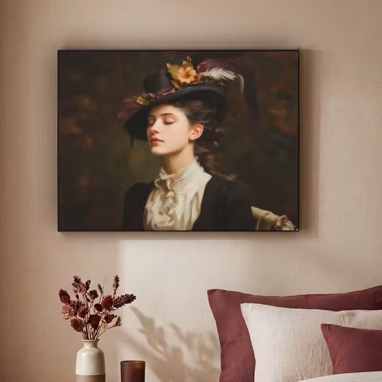 Vrouw - Victoriaans - Portret Textielframe zwart klein -sfeer1