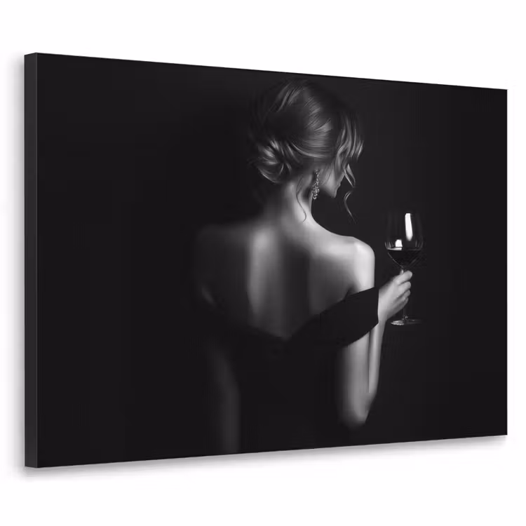 Vrouw - Wijn - Jurk Textielframe zwart klein -3d