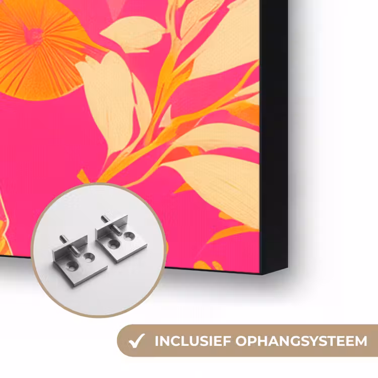 Vrouw - Zonnebril - Abstract - Oranje Textielframe zwart klein -USP_ophangsysteemNL