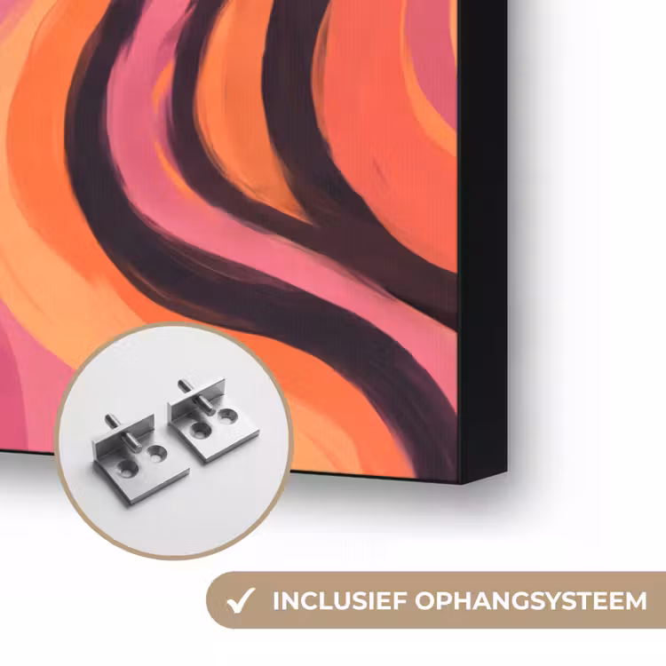 Vrouw - Zonnebril - Modern - Portret - Oranje Textielframe zwart klein -USP_ophangsysteemNL