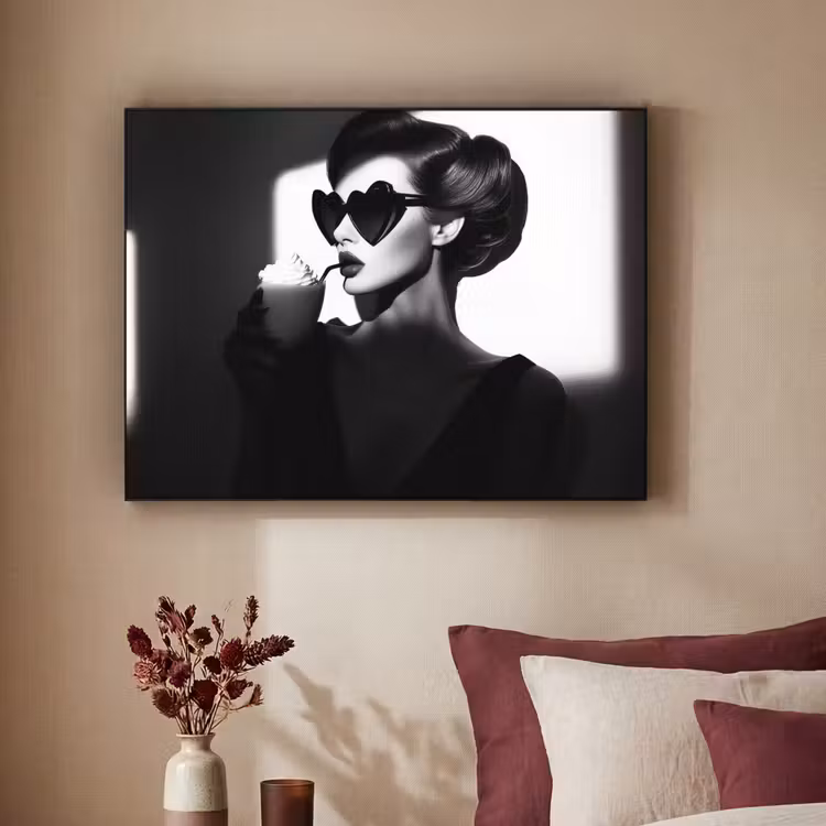 Vrouw - Zwart - Hart Textielframe - compleet frame klein -sfeer1
