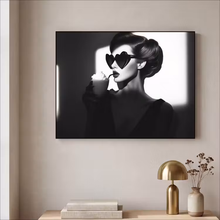 Vrouw - Zwart - Hart Textielframe - compleet frame klein -sfeer2