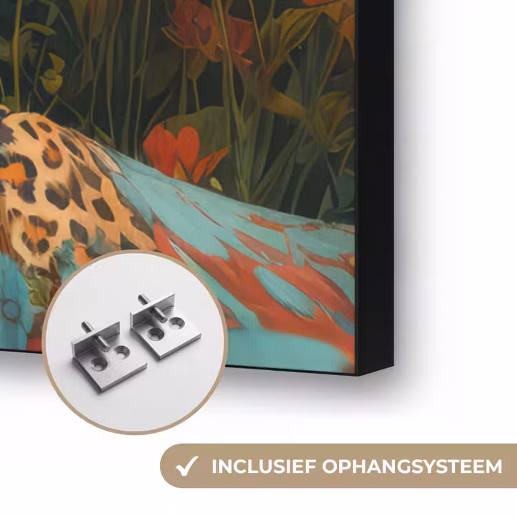 Vrouwen - Bloemen - Modern - Bril - Abstract Textielframe zwart klein -USP_ophangsysteemNL