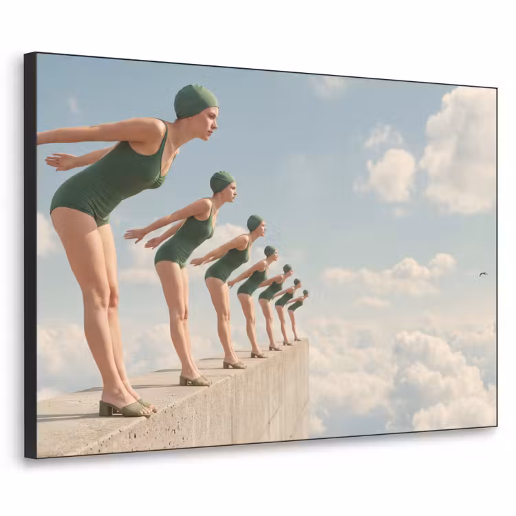 Art frame - Vrouwen - Duikhouding - Wolken - Vrouwen - Duikhouding - Wolken Textielframe zwart klein
