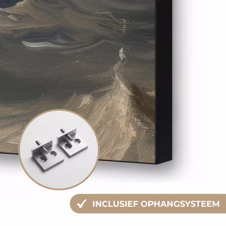 Vuurtoren - Golven - Storm Textielframe zwart klein -USP_ophangsysteemNL