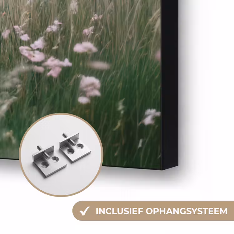 Vuurtoren - Klif - Zee - Bloemen Textielframe zwart klein -USP_ophangsysteemNL