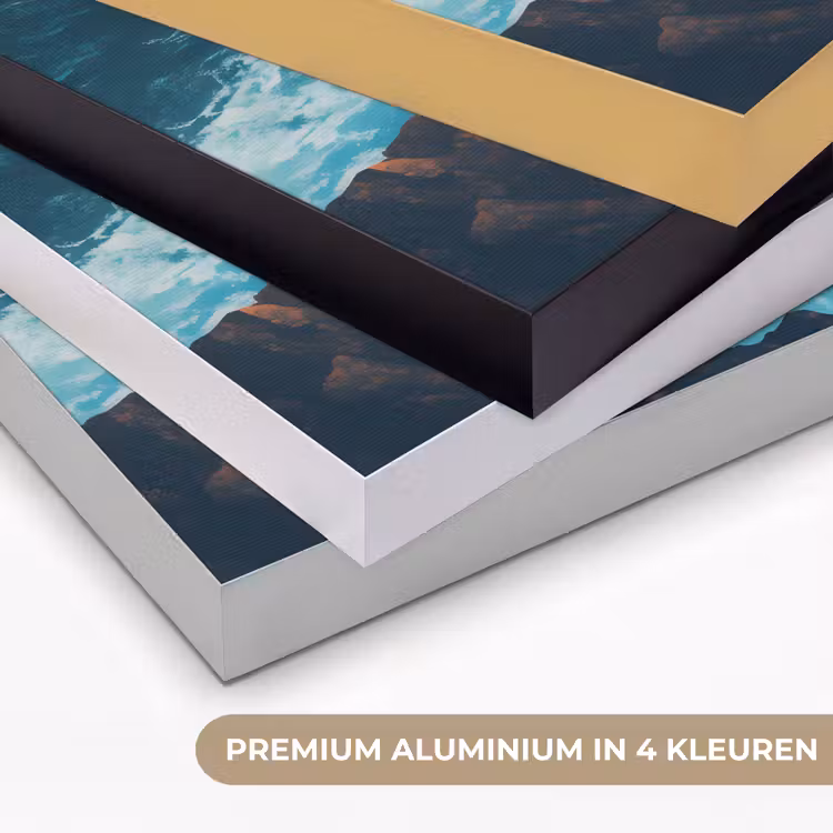Vuurtoren - Rots - Zee - Golven Textielframe zwart klein -USP_kleurenNL