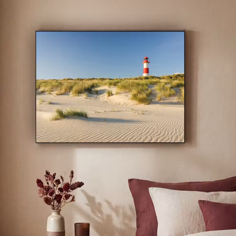 Vuurtoren - Strand - Landschap - Duinen Textielframe zwart klein -sfeer1