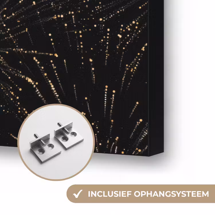 Vuurwerk - Patroon - Feestelijk - Goud - Zwart Textielframe zwart klein 947 -USP_ophangsysteemNL