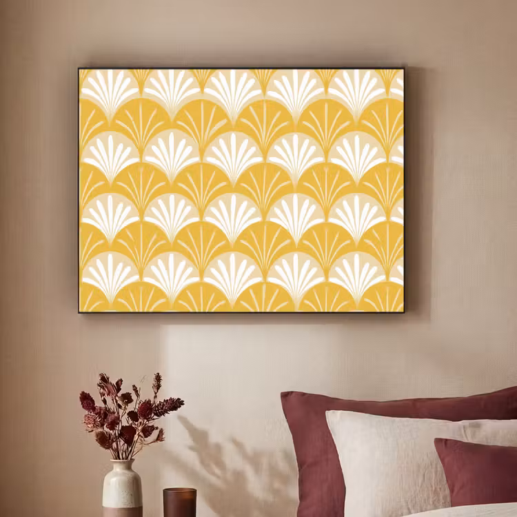 Waaier - Geel - Art Textielframe - compleet frame klein 947 -sfeer1