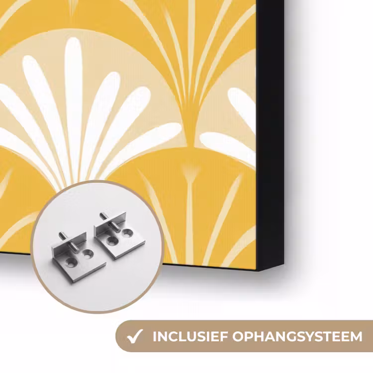 Waaier - Geel - Art Textielframe zwart klein 947 -USP_ophangsysteemNL