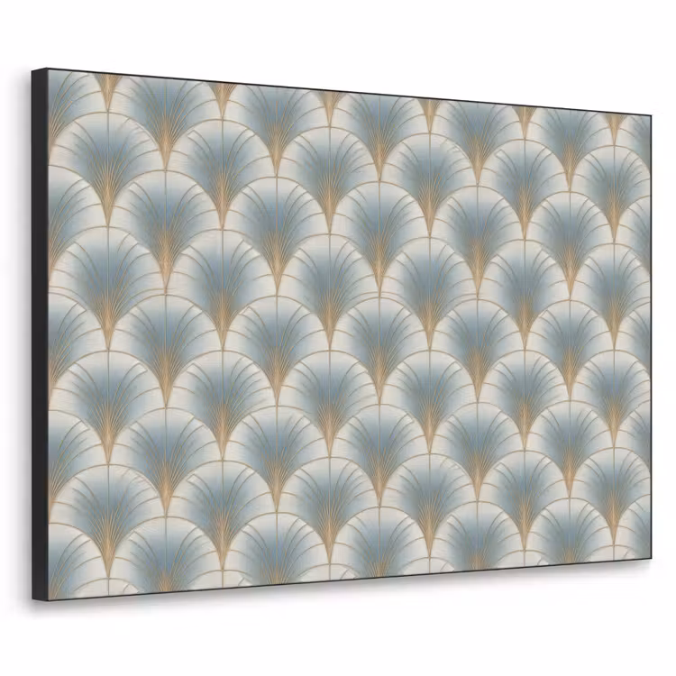 Waaier - Klassiek - Blauw Textielframe zwart klein 947 -3d