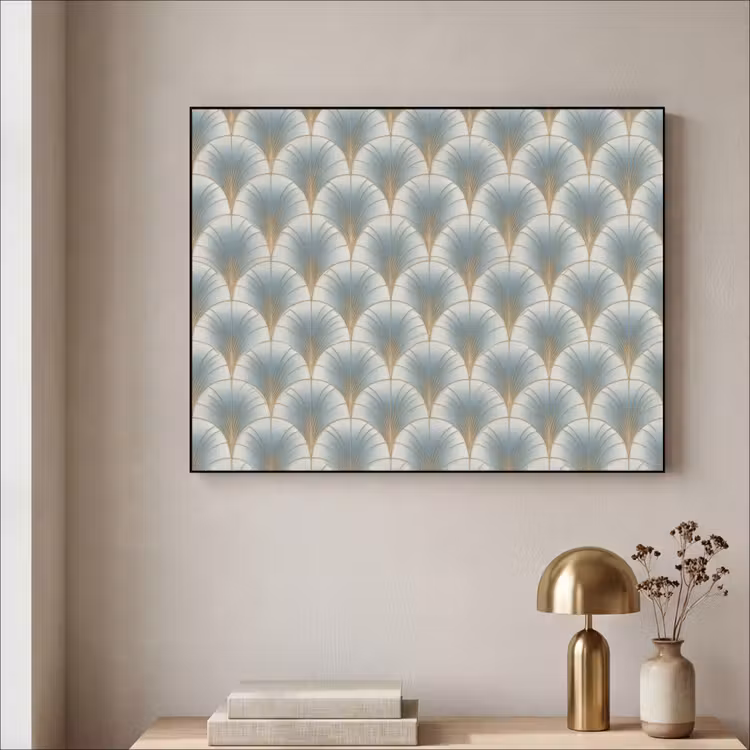 Waaier - Klassiek - Blauw Textielframe zwart klein 947 -sfeer2