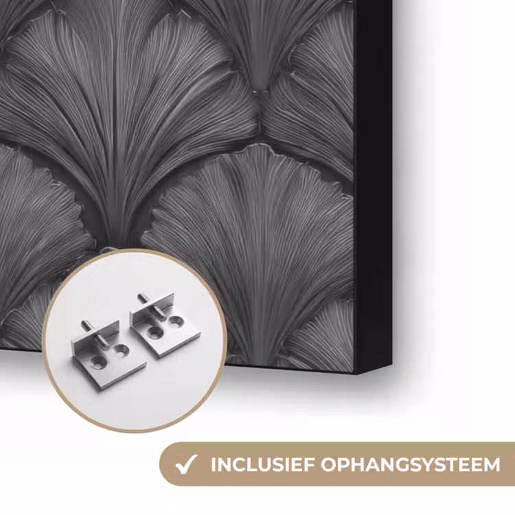 Waaier - Motief - Grijs Textielframe zwart klein 947 -USP_ophangsysteemNL