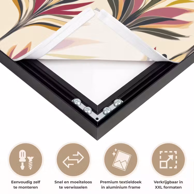 Waaier - Motief - Kleurrijk Textielframe zwart klein 947 -USP_closeupNL