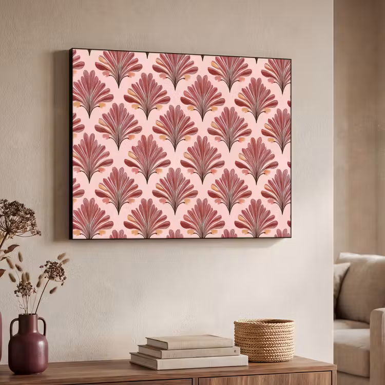 Waaier -  Roze - Rood Textielframe zwart klein 947 -sfeer3