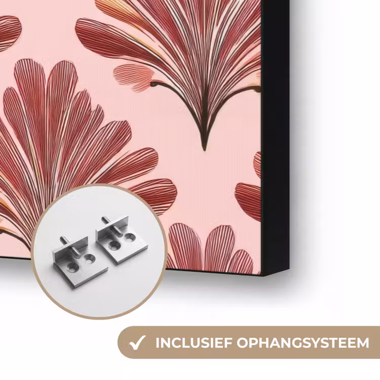 Waaier -  Roze - Rood Textielframe zwart klein 947 -USP_ophangsysteemNL