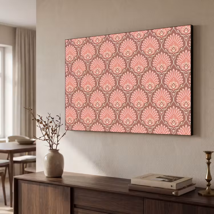 Waaiermotief - Patroon - Roze Textielframe - compleet frame klein -sfeer3