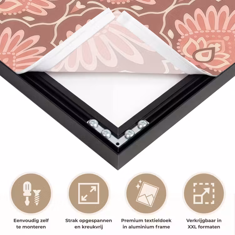 Waaiermotief - Patroon - Roze Textielframe zwart klein -USP_feed_closeupNL