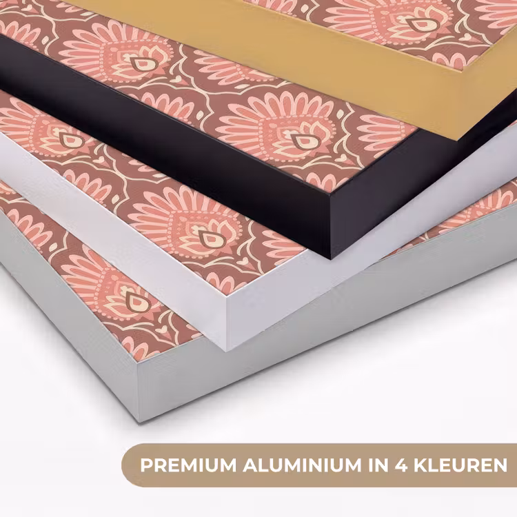 Waaiermotief - Patroon - Roze Textielframe zwart klein -USP_kleurenNL