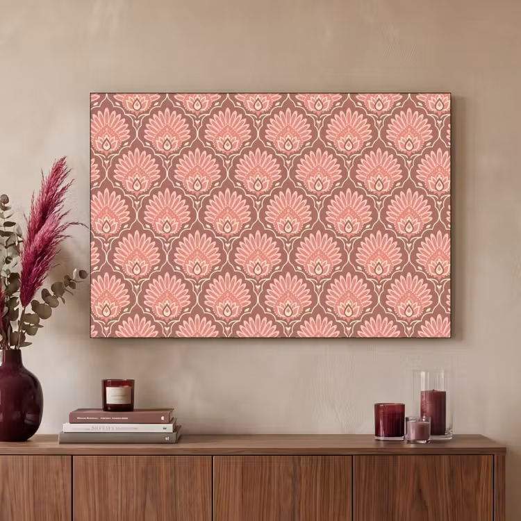 Waaiermotief - Patroon - Roze Textielframe - compleet frame klein -sfeer1