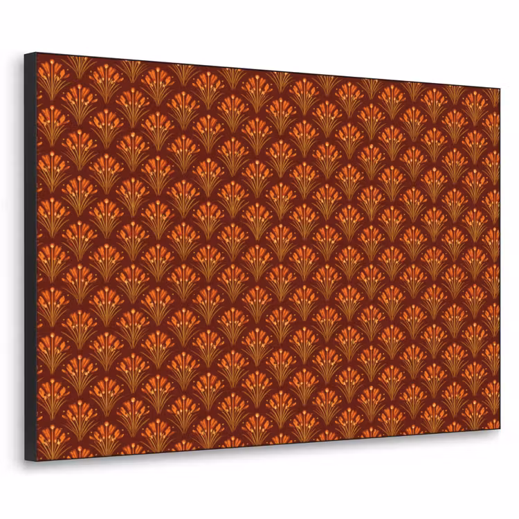 Waaiers - Art Deco - Botanisch - Roestbruin - Oranje Textielframe zwart klein 947 -3d