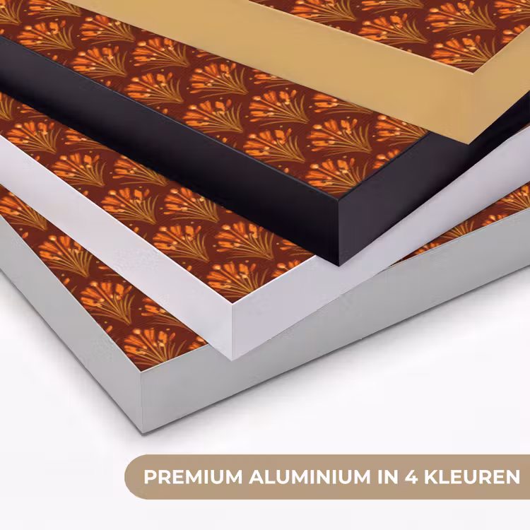 Waaiers - Art Deco - Botanisch - Roestbruin - Oranje Textielframe zwart klein 947 -USP_kleurenNL