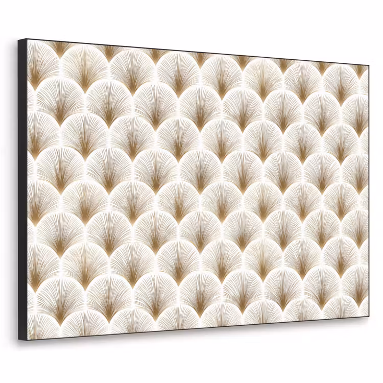 Waaiers - Art Deco - Elegant - Goud - Wit Textielframe zwart klein 947 -3d