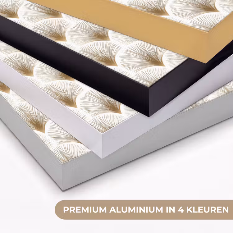 Waaiers - Art Deco - Elegant - Goud - Wit Textielframe zwart klein 947 -USP_kleurenNL