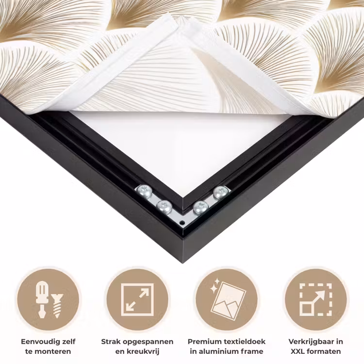Waaiers - Art Deco - Elegant - Goud - Wit Textielframe zwart klein 947 -USP_feed_closeupNL