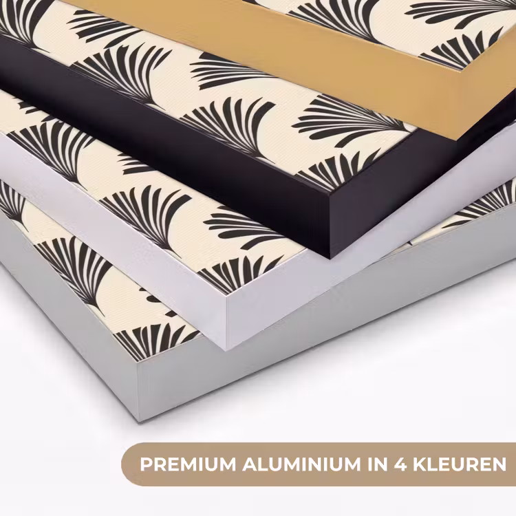 Waaiers - Botanisch - Zwart - Beige Textielframe zwart klein 947 -USP_kleurenNL